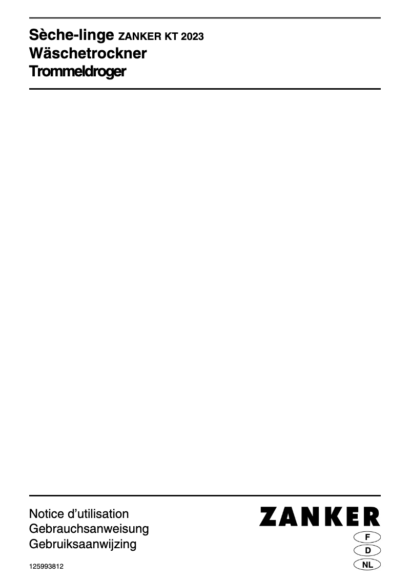 Page 1 de la notice Manuel utilisateur Zanker KT 2023