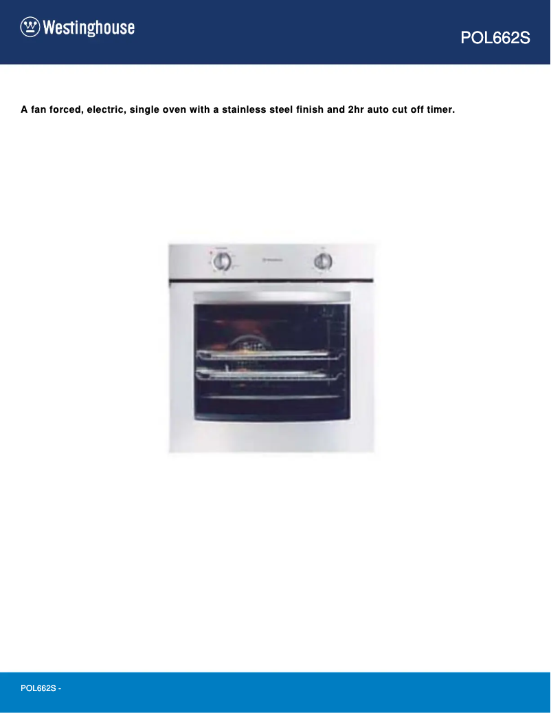 Page n°1 - Fiche technique Westinghouse POL662S