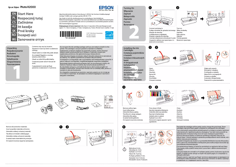 Page n°1 - Guide d'installation Epson Stylus Photo R2000