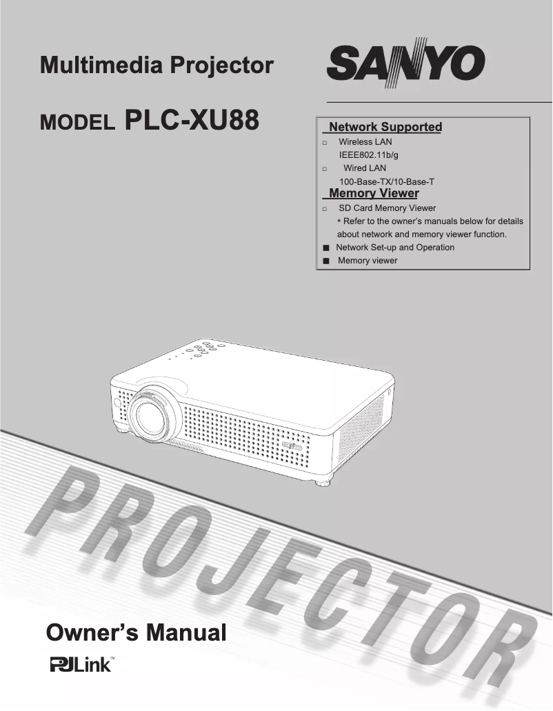 Image de la première page du manuel de l'appareil PLC-XU88