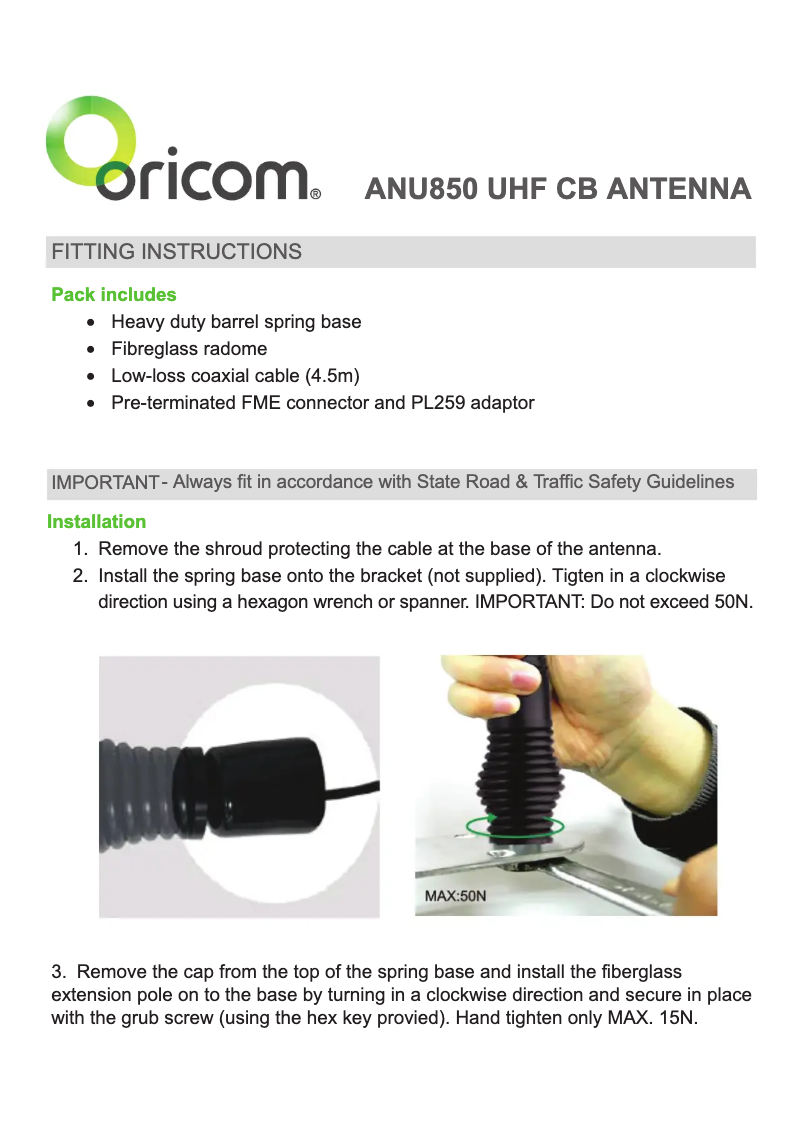 Página 1 del manual Manual de usuario Oricom ANU850