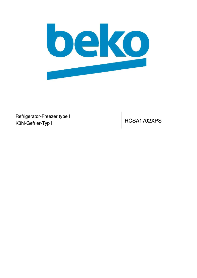 Page n°1 - Manuel utilisateur Beko RCSA1702XPS