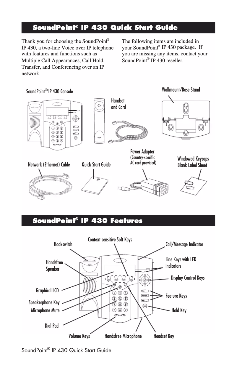 Imagen de la primera página del manual del dispositivo SoundPoint IP 430