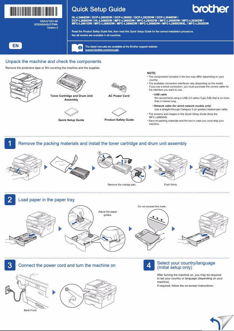 Page 1 de la notice Manuel utilisateur Brother MFC-L2885DW