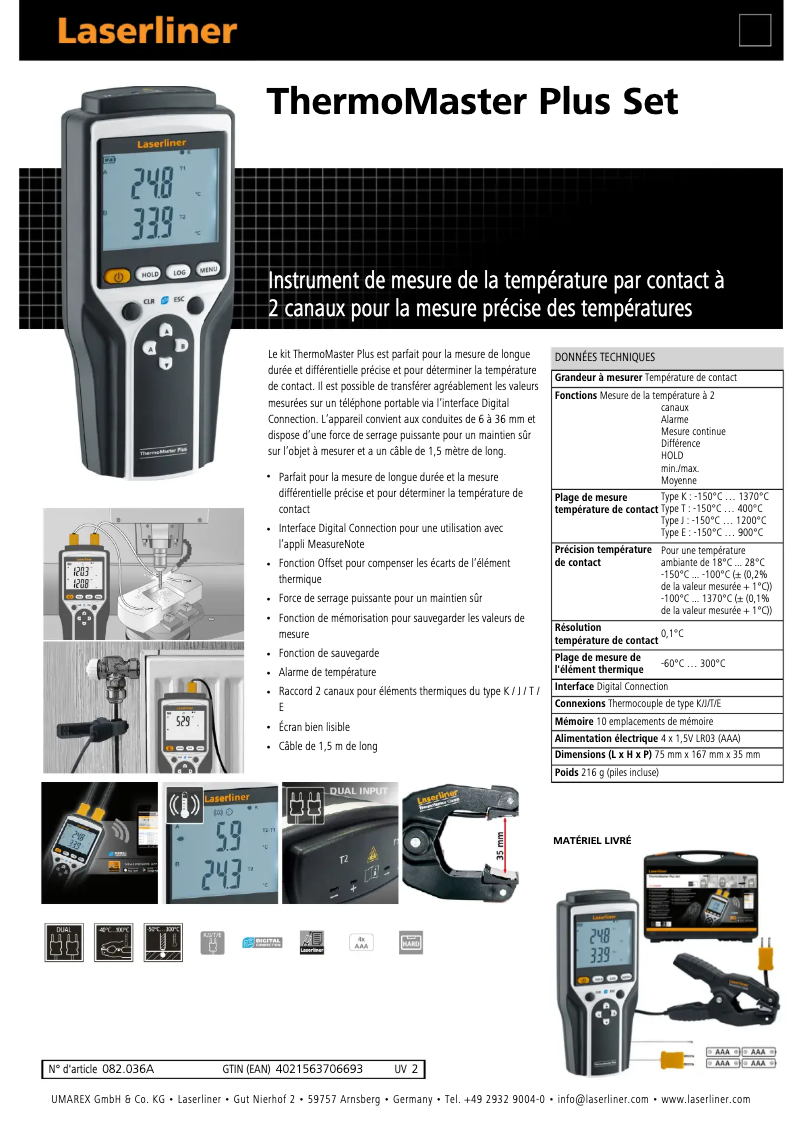 Image de la première page du manuel de l'appareil ThermoMaster Plus Set