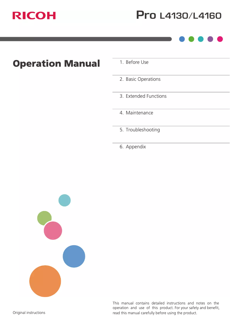 Image de la première page du manuel de l'appareil Pro L4130