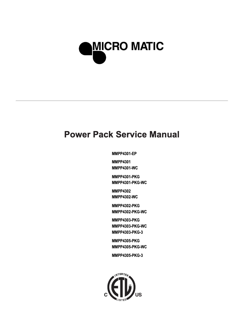 Page n°1 - Manuel utilisateur Micro Matic MMPP4303-PKG3