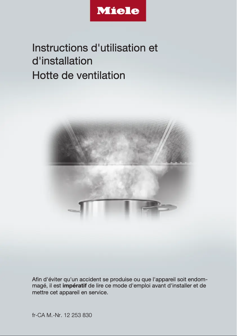 Page 1 de la notice Manuel utilisateur Miele DA 6596 W Puristic Canto