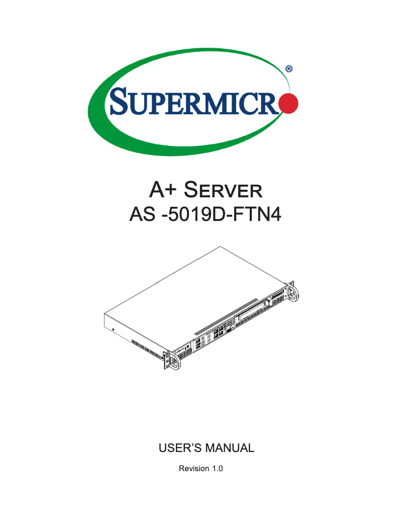 Page 1 de la notice Manuel utilisateur Supermicro A+ Server 5019D-FTN4