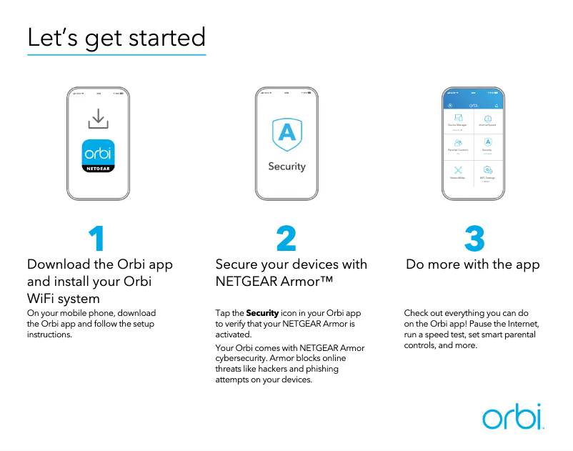 Page 1 de la notice Guide d'installation Netgear Orbi AC3000