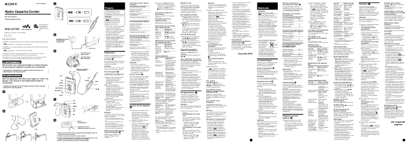 Page 1 de la notice Manuel utilisateur Sony Walkman WM-GX788
