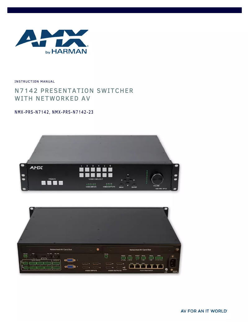 Page 1 de la notice Manuel utilisateur AMX NMX-PRS-N7142