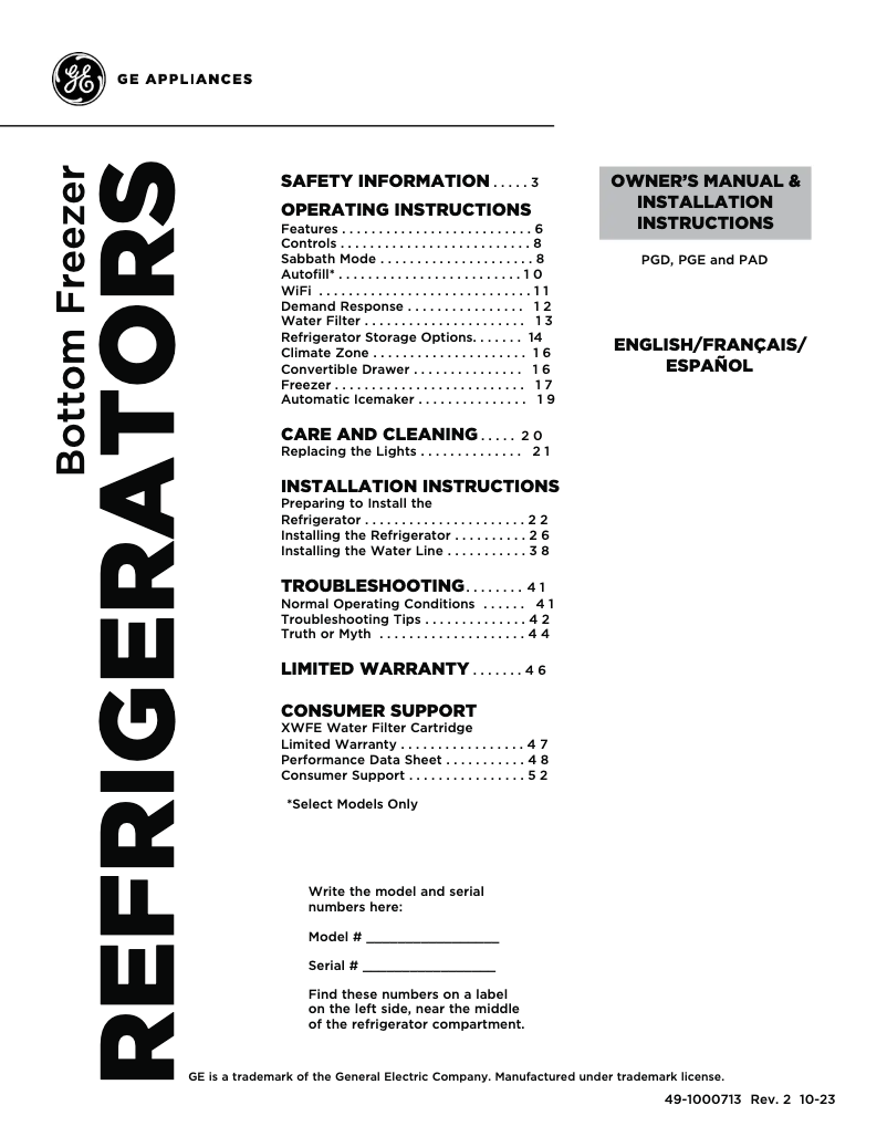 Image de la première page du manuel de l'appareil PAD28BYTFS