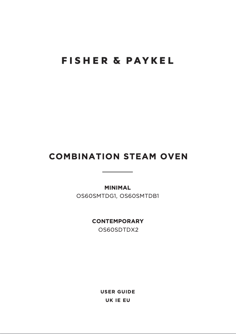 Page 1 de la notice Guide d'installation Fisher & Paykel OS60SMTDG1