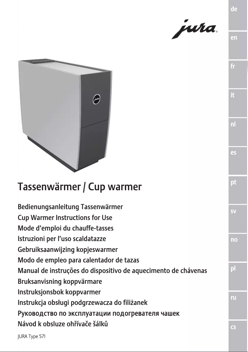 Page 1 de la notice Manuel utilisateur Jura Cup Warmer