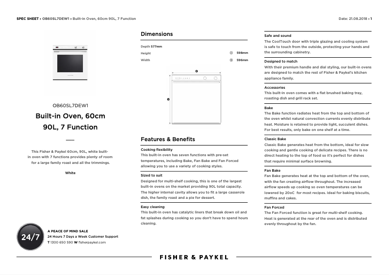 Page n°1 - Fiche technique Fisher & Paykel OB60SL7DEW1