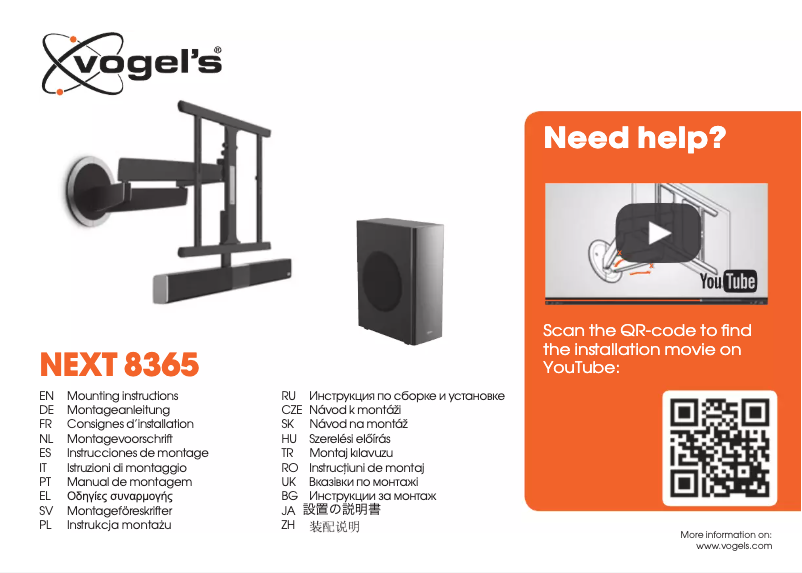 Page n°1 - Manuel utilisateur Vogel's SoundMount Next 8365