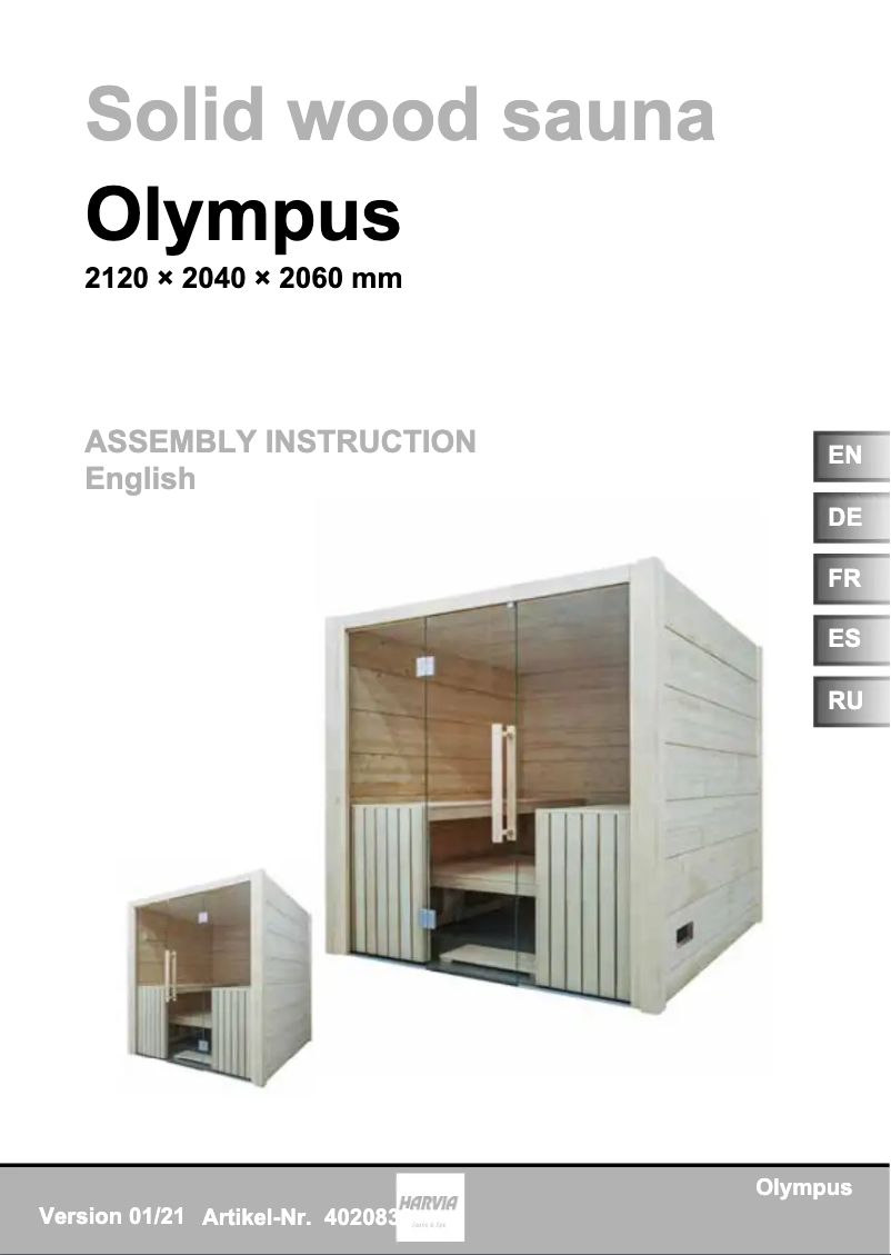 Page 1 de la notice Manuel utilisateur Harvia Olympus 4020830