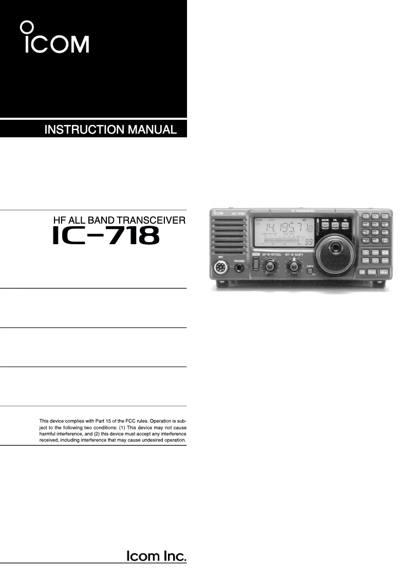 Page n°1 - Manuel utilisateur ICOM IC-718