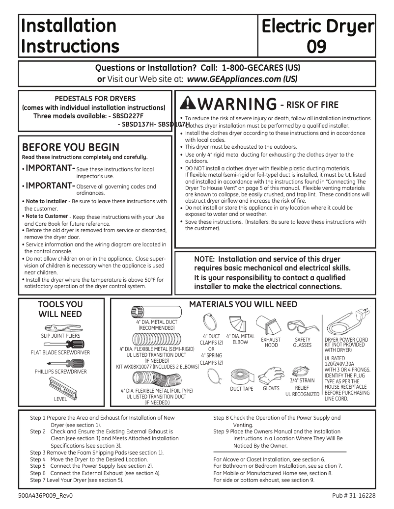 Page 1 de la notice Guide d'installation GE DCVH680EJMR