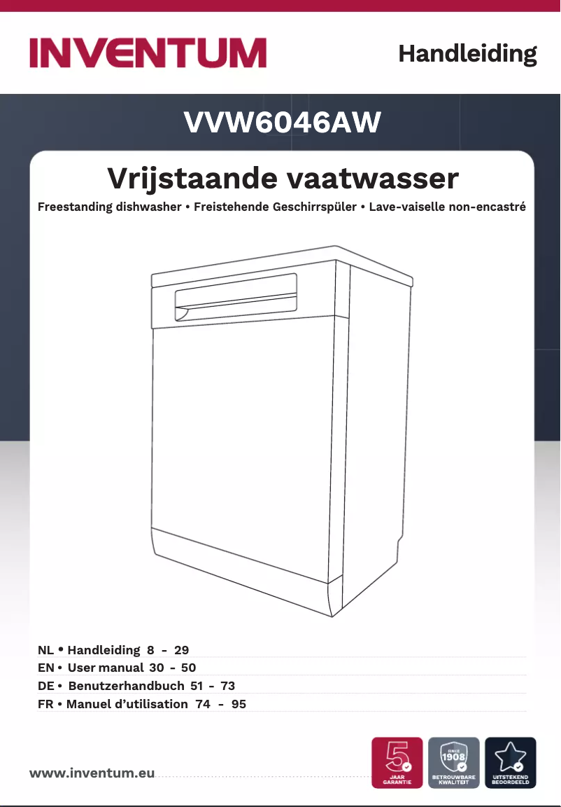 Page 1 de la notice Manuel utilisateur Inventum VVW6046AW
