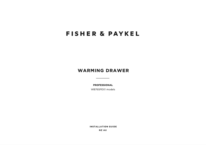 Page 1 de la notice Guide d'installation Fisher & Paykel WB76SPEX1