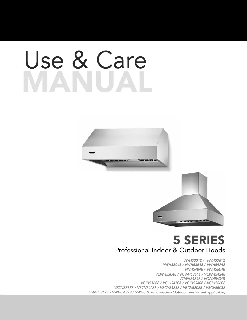 First page image of the manual for VCIH56608BK