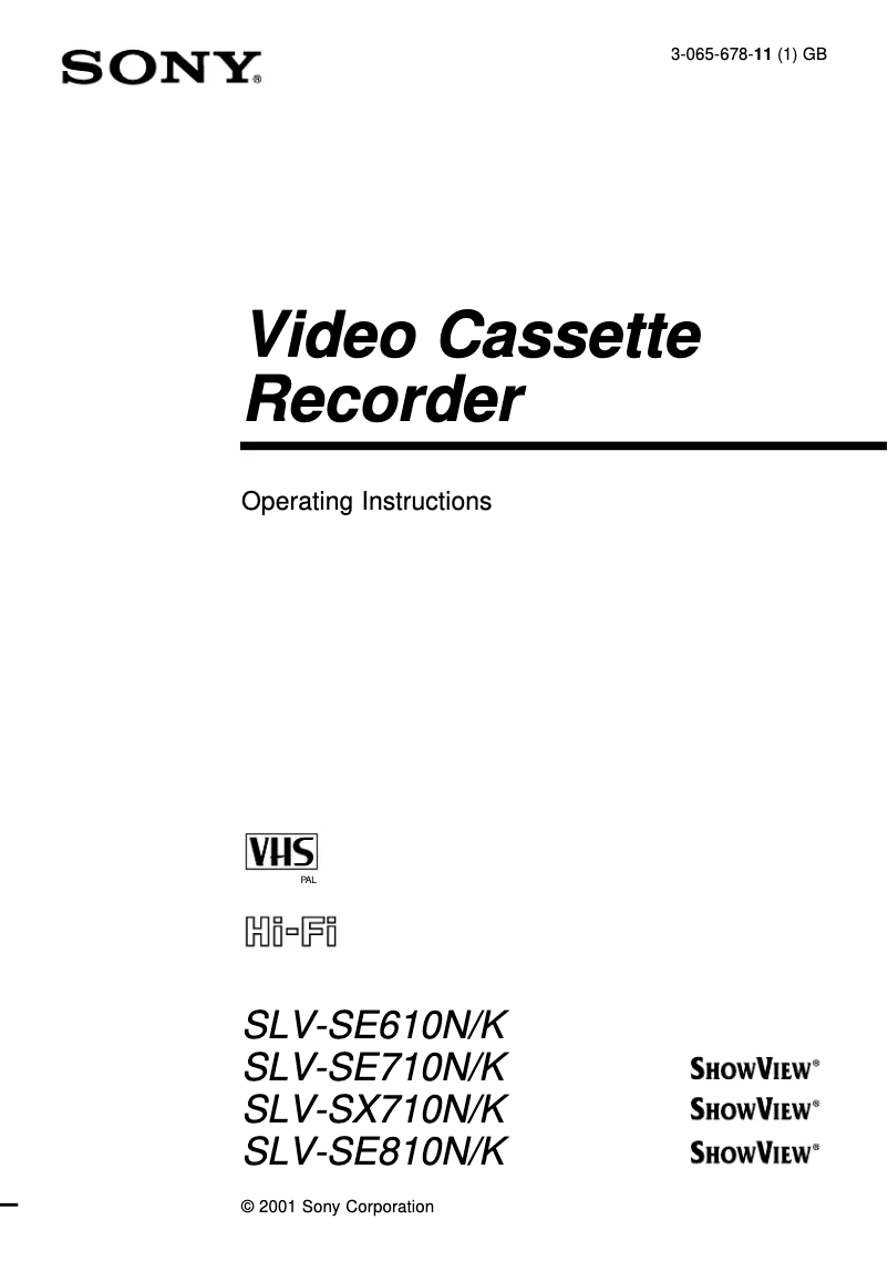 Page n°1 - Manuel utilisateur Sony SLV-SE710N