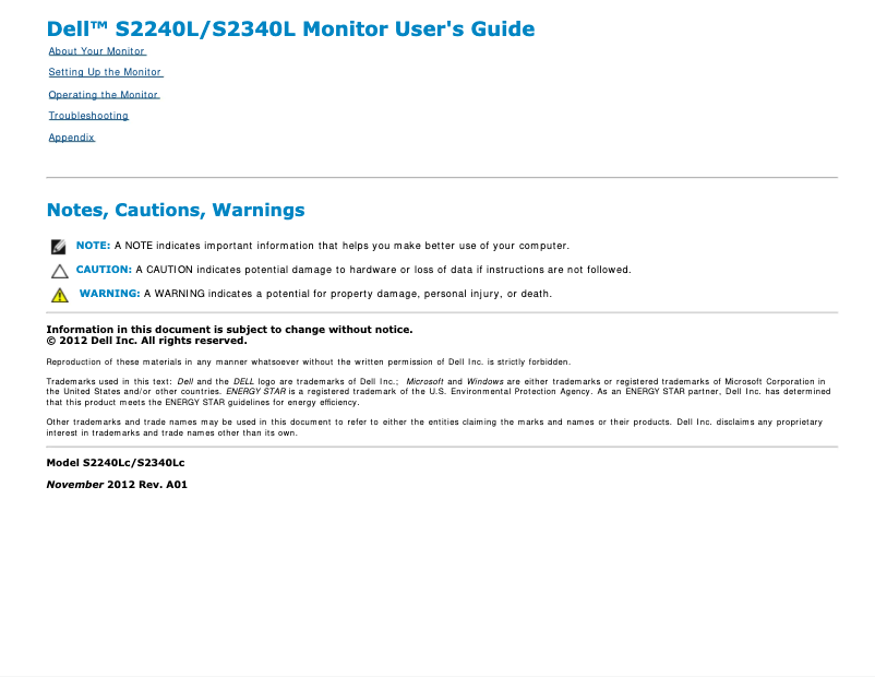 Image de la première page du manuel de l'appareil S Series S2240L