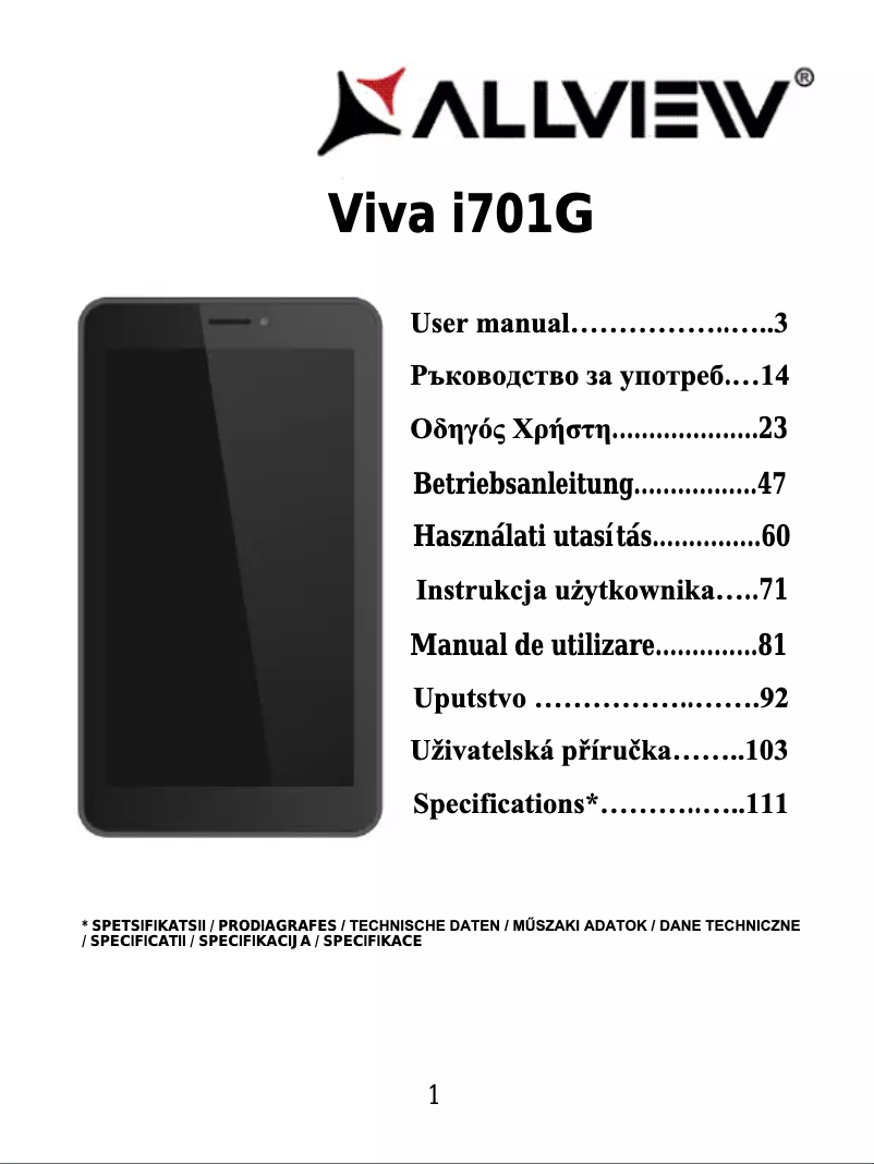 Image de la première page du manuel de l'appareil Viva i701G