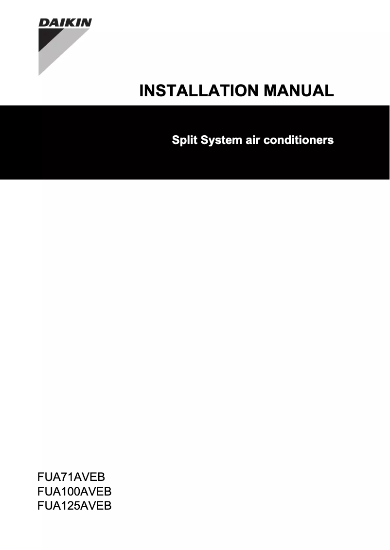 Page 1 de la notice Guide d'installation Daikin FUA100AVEB