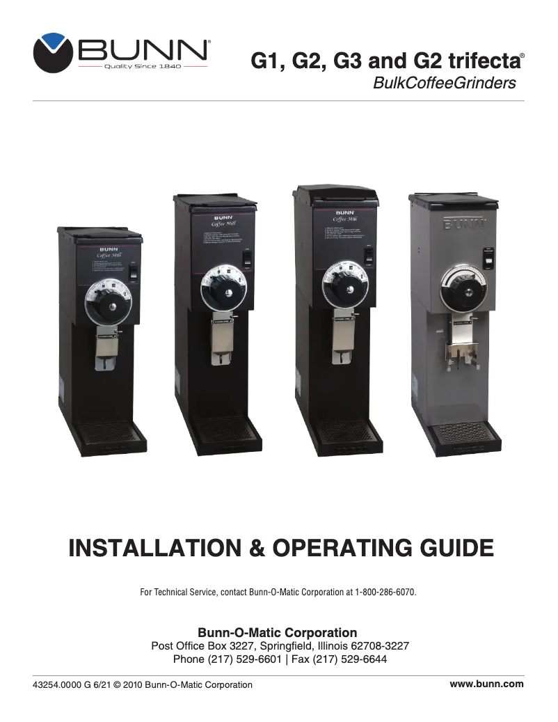 Page n°1 - Manuel utilisateur Bunn G3A HD