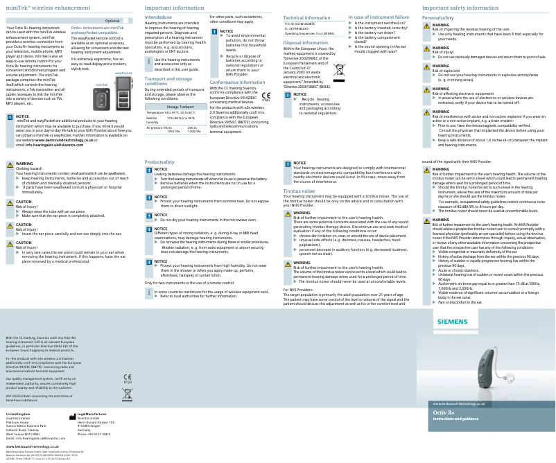 Page 1 de la notice Manuel utilisateur Siemens Octiv R+