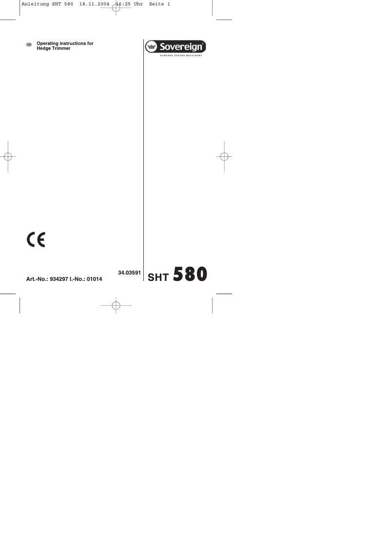 Página 1 del manual Manual de usuario Sovereign SHT 580