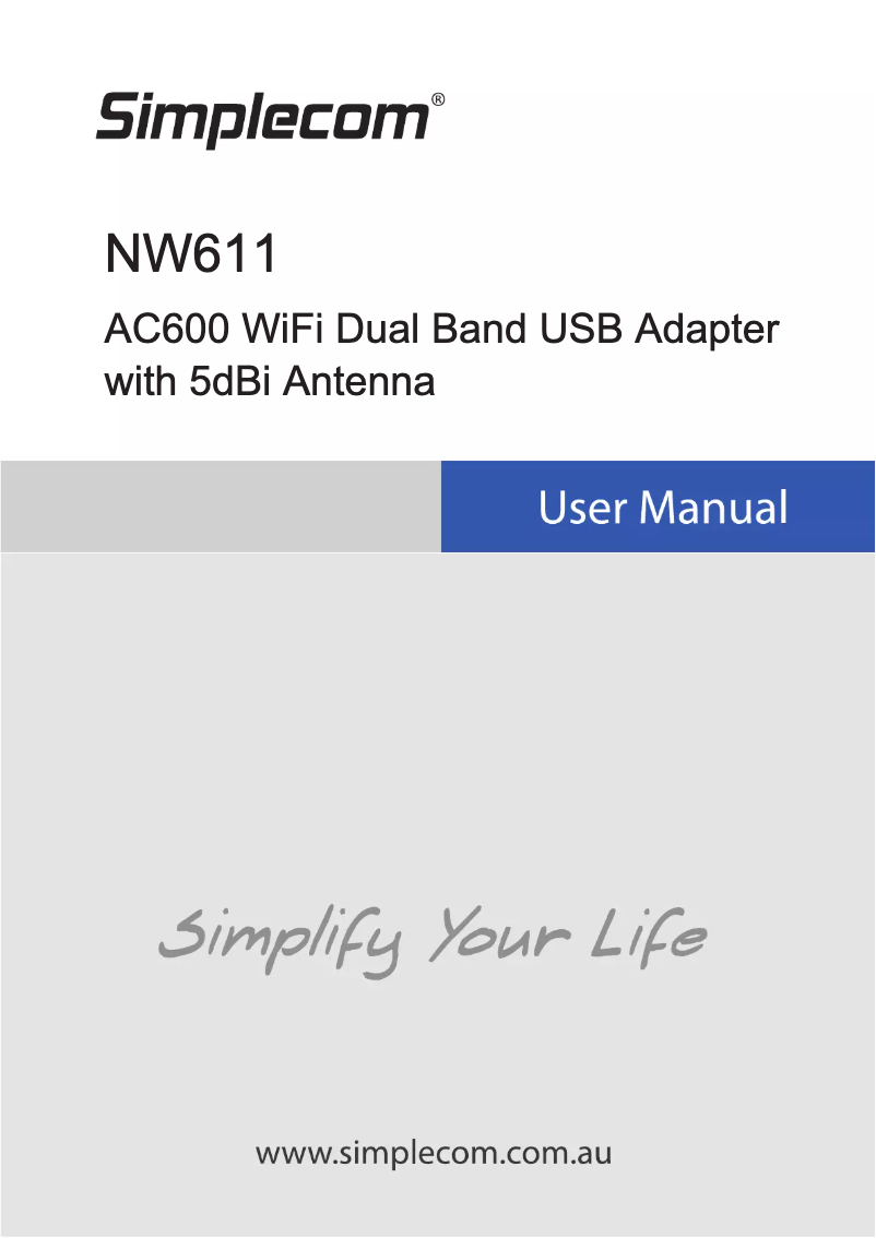 Page n°1 - Manuel utilisateur Simplecom NW601