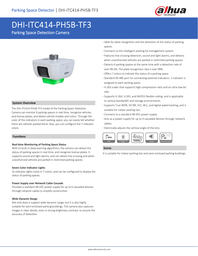 Page 1 de la notice Fiche technique Dahua Technology ITC414-PH5B-TF3