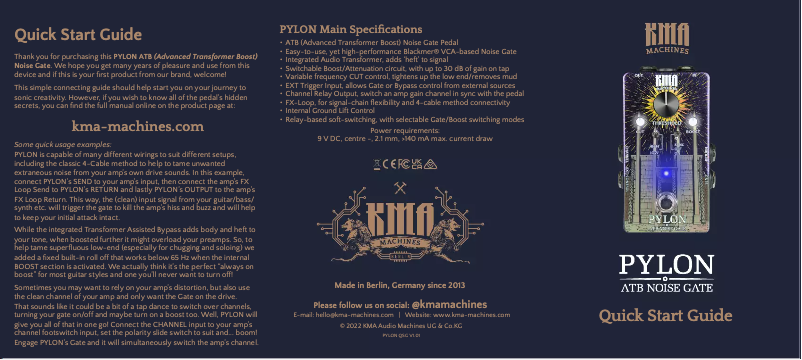 Page n°1 - Manuel utilisateur KMA Machines Pylon