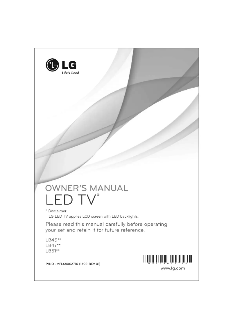 Page 1 de la notice Manuel utilisateur LG 22LB454A