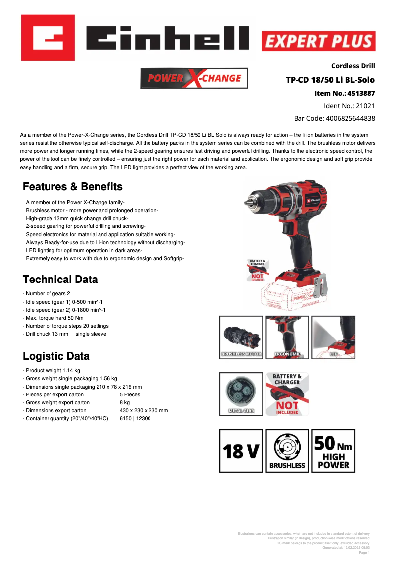 Image de la première page du manuel de l'appareil TP-CD 18/50 Li