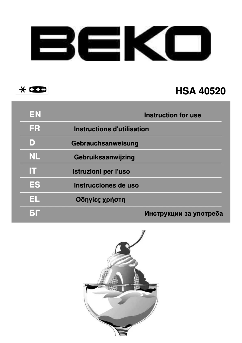 Page n°1 - Manuel utilisateur Beko HSA 40520