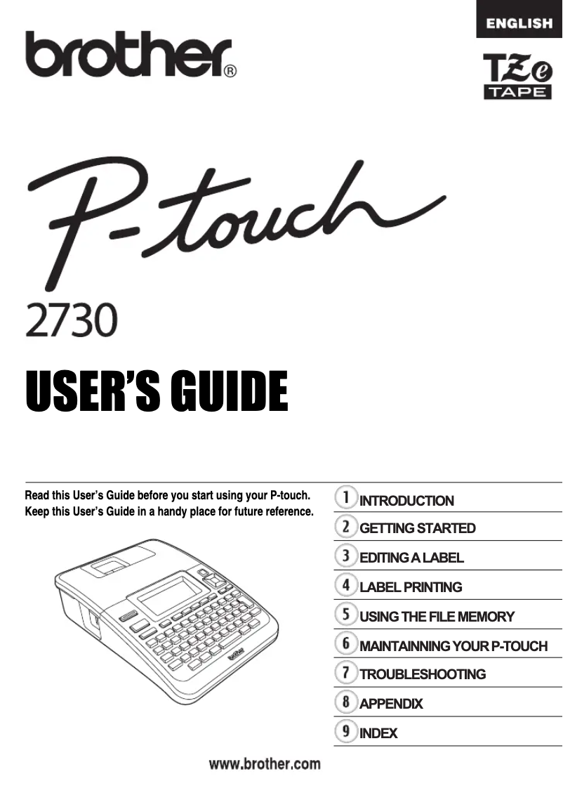 Page n°1 - Manuel utilisateur Brother P-touch PT-2730VP