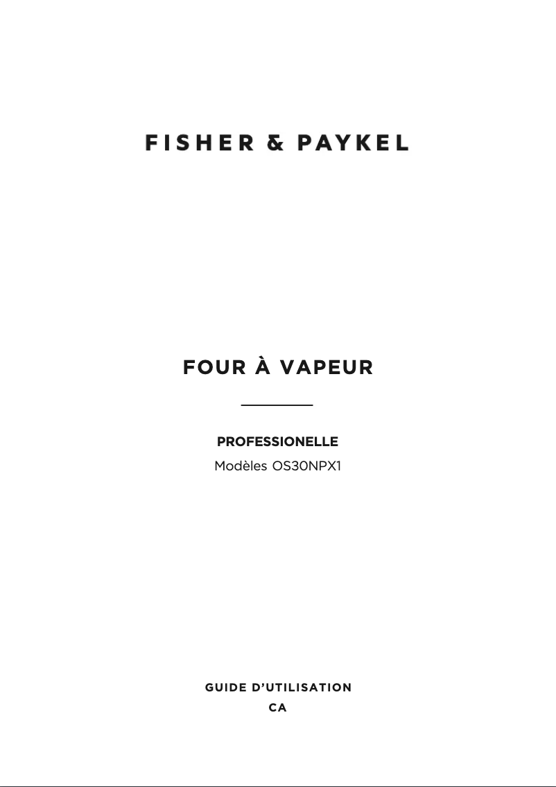 Page n°1 - Manuel utilisateur Fisher & Paykel OS30NPX1