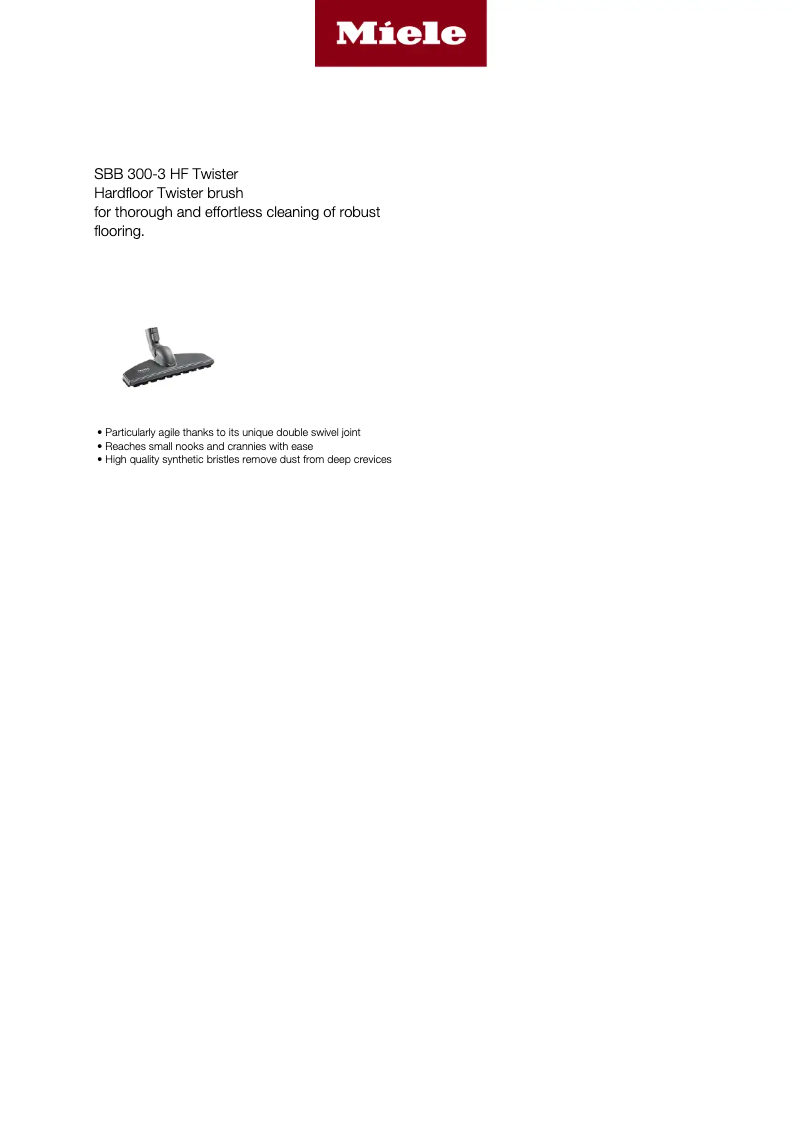Page n°1 - Manuel utilisateur Miele SBB 300-3 HF Twister
