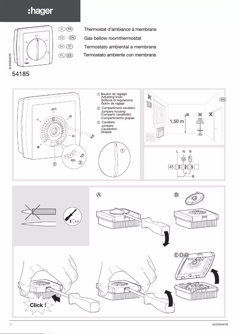 Page 1 de la notice Manuel utilisateur Hager 54185