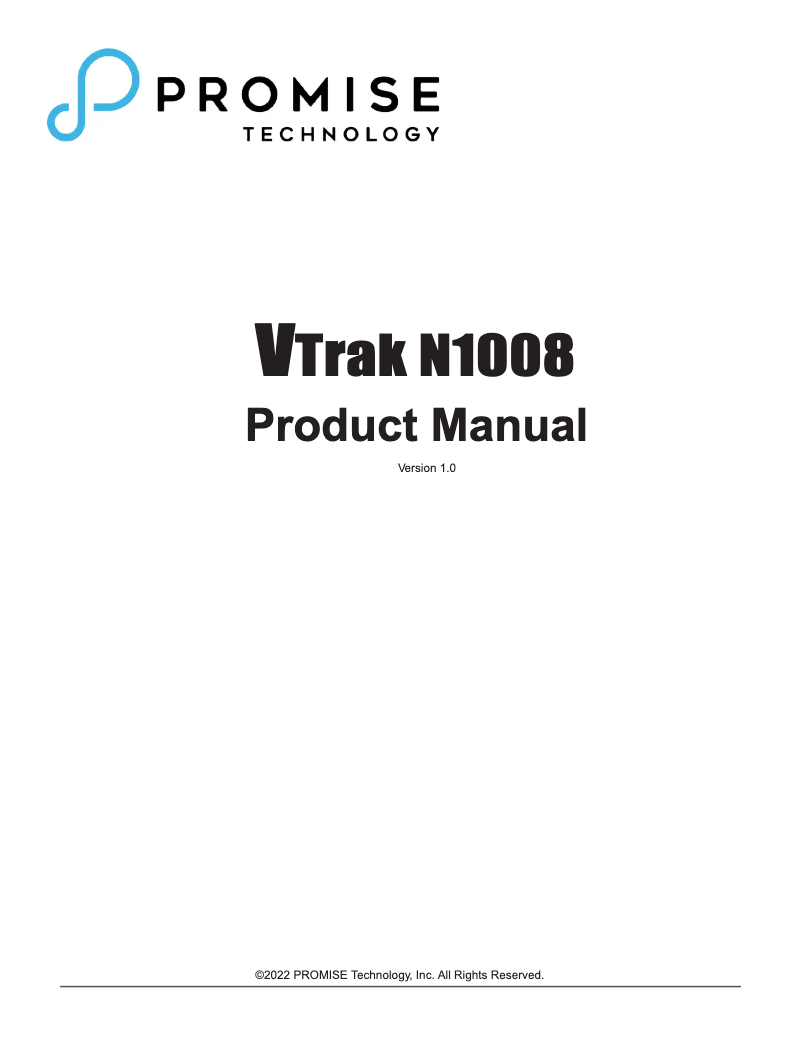 Page 1 de la notice Manuel utilisateur Promise Technology VTrak N1008