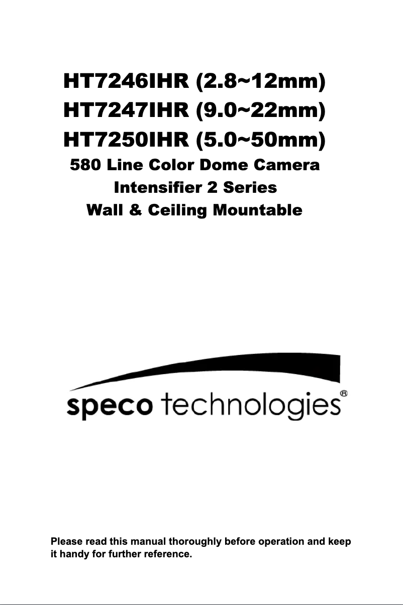 Page 1 de la notice Manuel utilisateur Speco Technologies HT7250IHR