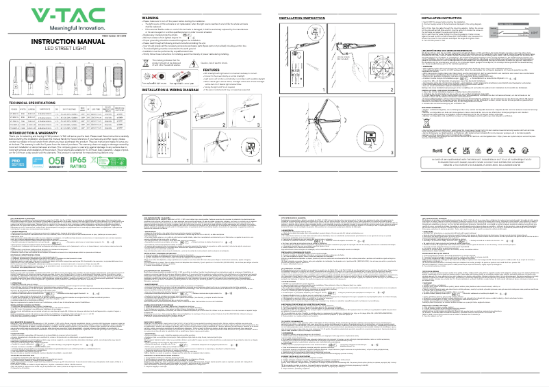 Page 1 de la notice Manuel utilisateur V-TAC VT-169ST
