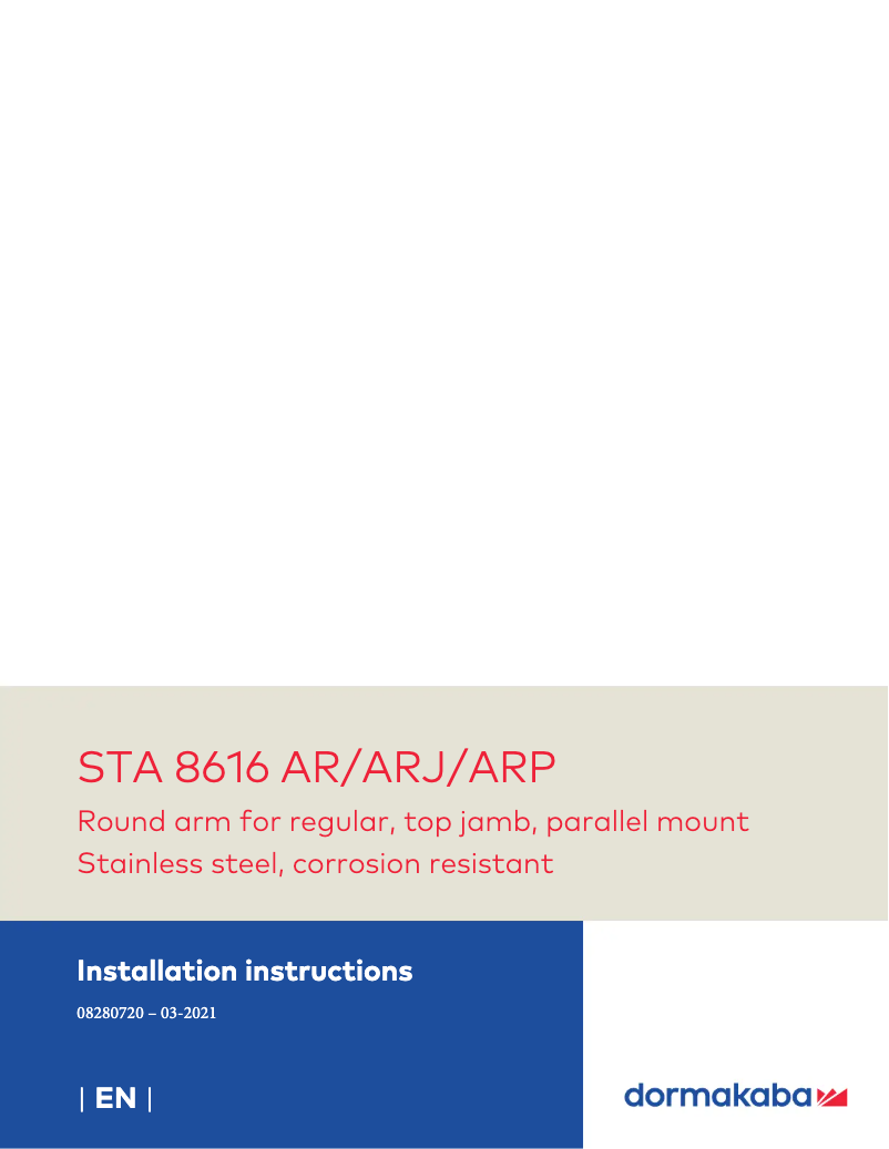 Page 1 de la notice Manuel utilisateur Dormakaba STA 8600