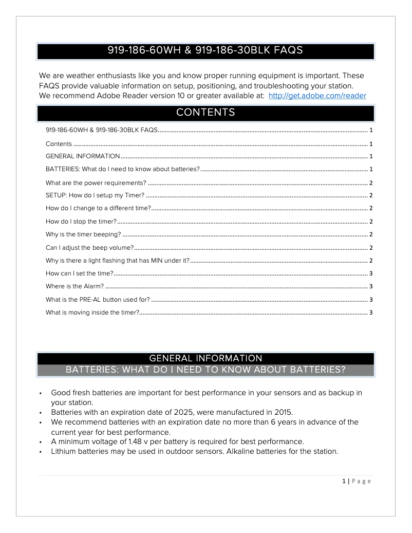 Page 1 de la notice FAQ La Crosse Technology 919-186-30BK