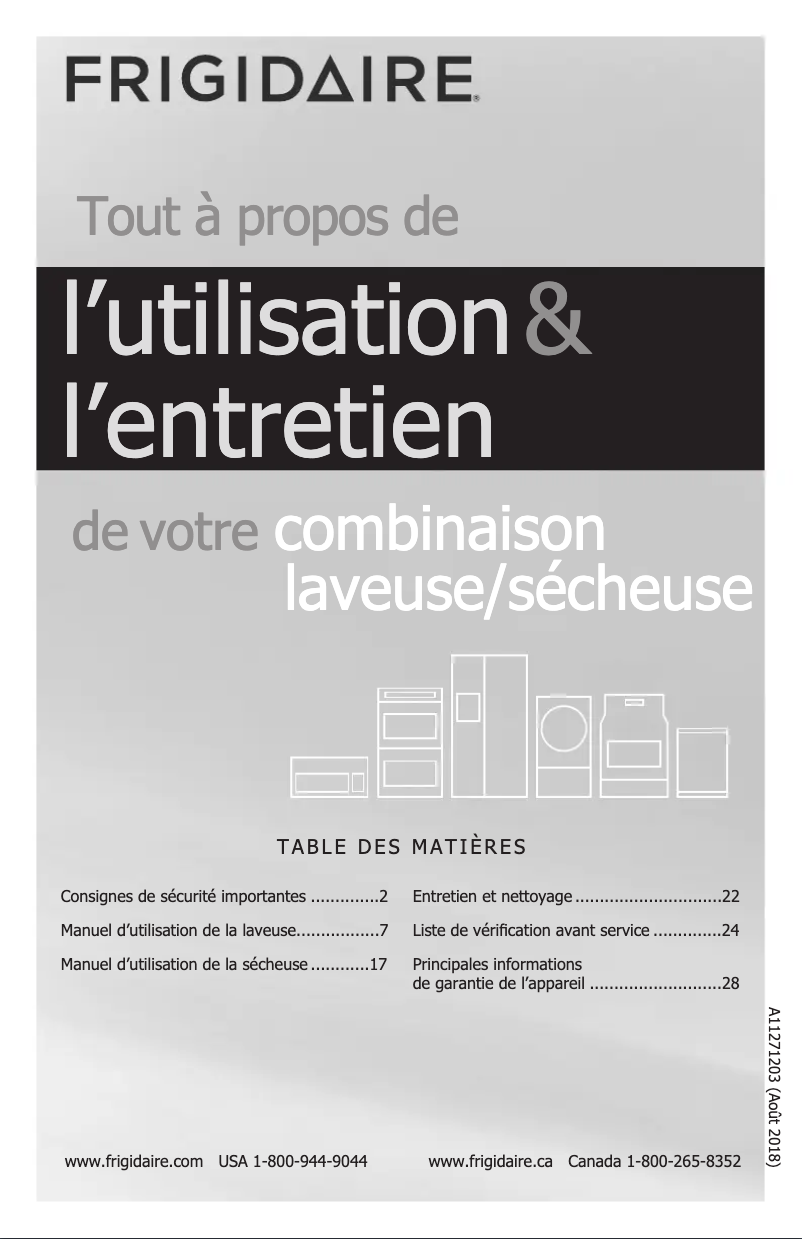 Page 1 de la notice Manuel utilisateur Frigidaire FFLG3900UW